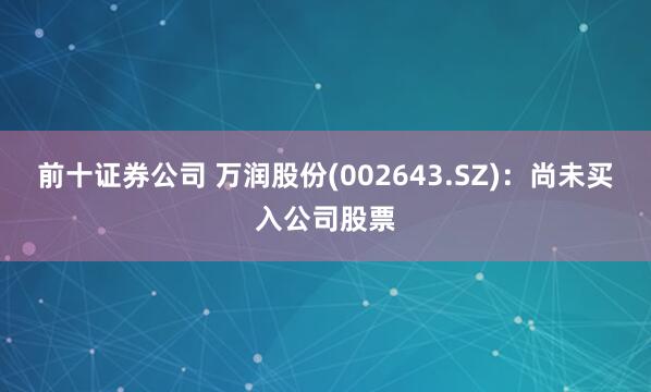 前十证券公司 万润股份(002643.SZ)：尚未买入公司股票