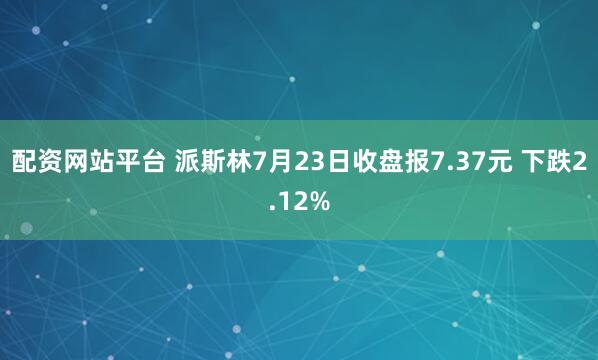 配资网站平台 派斯林7月23日收盘报7.37元 下跌2.12%